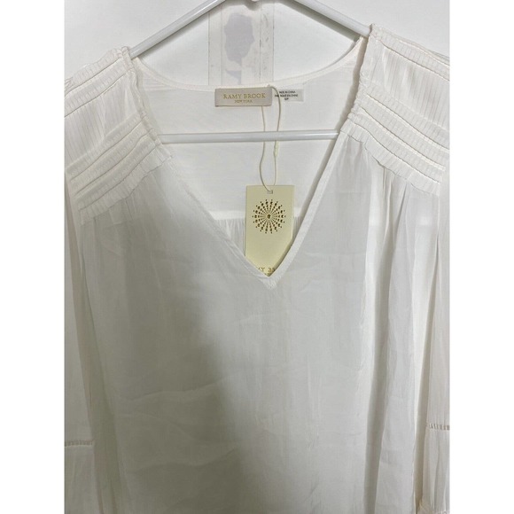 NWT Ramy Brook Womens Finn Blouse Size Small Ladder Lace Trim Long Sleeve V Neck - Picture 12 of 14